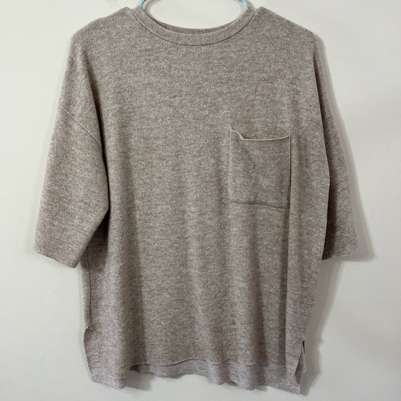 Zara Oversized Oatmeal Color Super Soft Tee - Picture 2 of 6